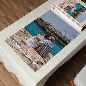 Custom Photo Puzzle – Personalized Photo Jigsaw Puzzle with Text, Romantic Gift for Anniversary, Engagement, Wedding or Special Moments