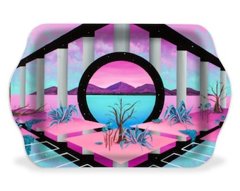 Pink Perspective Rolling Tray