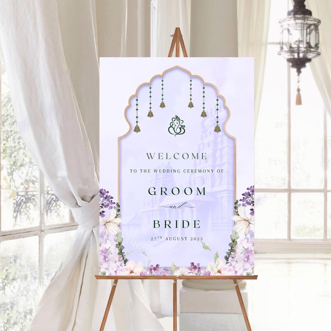 Tamil Wedding Welcome Sign, Indian Decor, Editable Canva Template ...