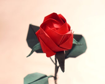 Personalisierbare Origami Rose Origamirose Ewige Rose Papierrose, handgefaltet ideal als Geschenk zum Valentinstag, Hochzeitstag, Jahrestag