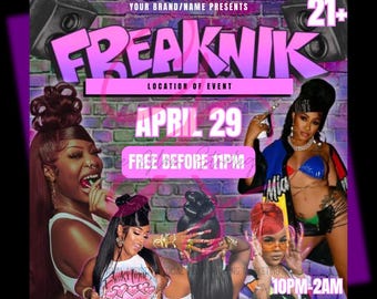 Freaknik Party Flyer, Freaknik Party Invite, Nightclub Flyer, Pool Mansion Party, Summer Party Flyer, Splash Alt, Canva Editable Template