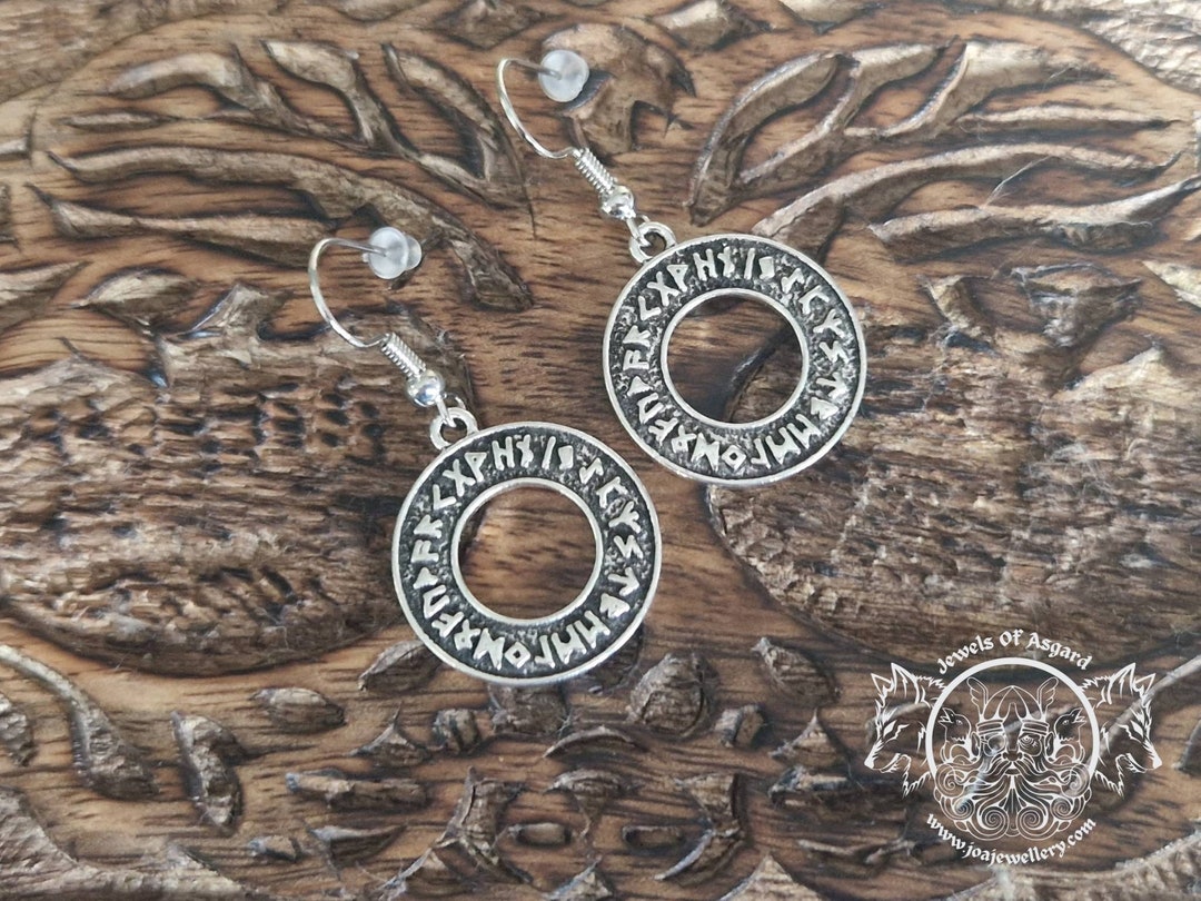 Rune Earrings Elder Futhark Runes Shield Maiden Earrings - Etsy
