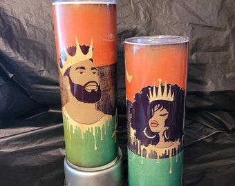 Custom Rustic Afro King and Queen Tumblers
