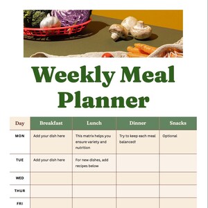 Weekly meal planner and grocery list/budget planner, easy to use digital template