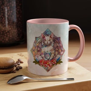 Stained glass coffee mug, cat coffee mug, zen coffee mug