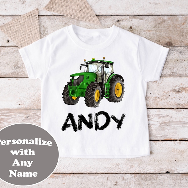 Personalized Farm Tractor Shirt - Custom Name Tractor Shirt, Big Tractor Farm Equipment Farm Kid Shirt