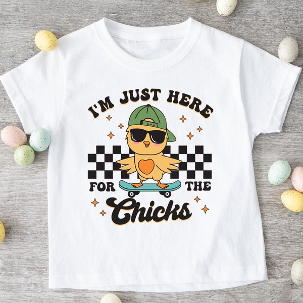 Kids Easter Shirt, I'm Just Here For The Chicks Easter Toddler Youth T-Shirt, Retro Easter Shirt, Infant Easter Shirt