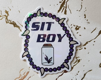 Holographic Anime Boy Sticker - Water Resistant Laptop Decal