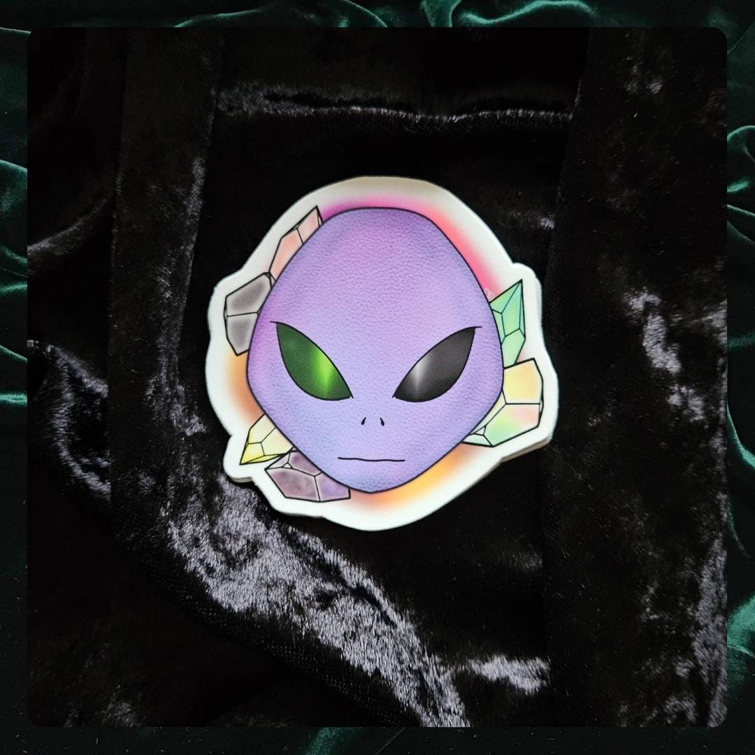 Alein Sticker Alien Crystal Vinyl Sticker - Water Resistant Laptop Decal - Etsy
