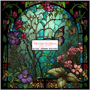 Butterfly Stained Glass Sublimation Designs, Stained Glass Pattern, Stained Glass PNG, Faux Stained Glass, Stain Glass Paper, Digital Papers