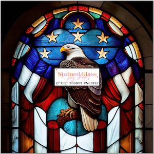 Eagle USA Stained Glass Sublimation Designs, Stained Glass Pattern, Stained Glass PNG, Faux Stained Glass, Stain Glass Paper,Digital Paper
