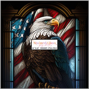 Eagle Stained Glass Sublimation Designs, Stained Glass Pattern, Stained Glass PNG, Faux Stained Glass, Stain Glass Paper, Digital Papers