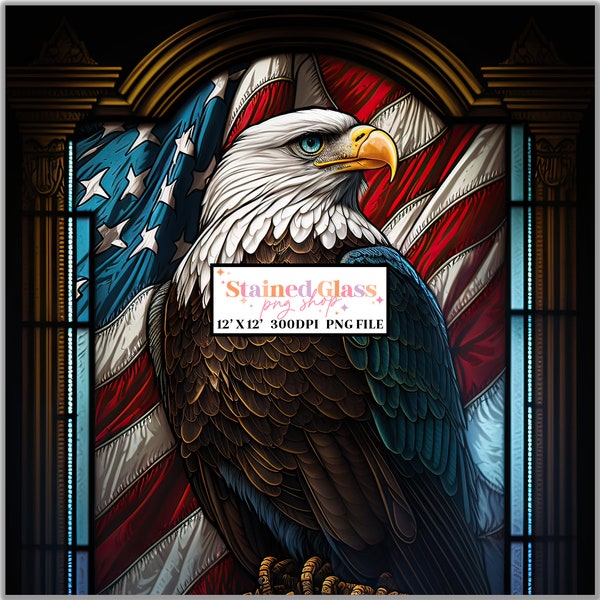 Eagle Stained Glass Sublimation Designs, Stained Glass Pattern, Stained Glass PNG, Faux Stained Glass, Stain Glass Paper, Digital Papers