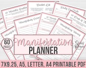 Manifestation Journal Printable Planner, Law of Attraction, Positive Affirmations, Manifest Abundance Vision Board, Manifesting Workbook