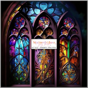 Arch Stained Glass Sublimation Designs, Stained Glass Pattern, Stained Glass PNG, Faux Stained Glass, Stain Glass Paper, Digital Papers