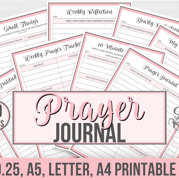 Prayer Journal Printable, Prayer Planner Printable, Bible Study Planner, Bible Prayer Journal, Scripture Journal, Gratitude Journal