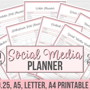 Social Media Planner Printable, Social Media Planner For Instagram, Social Media Marketing Planner, Printable Planner, Business Organizer,