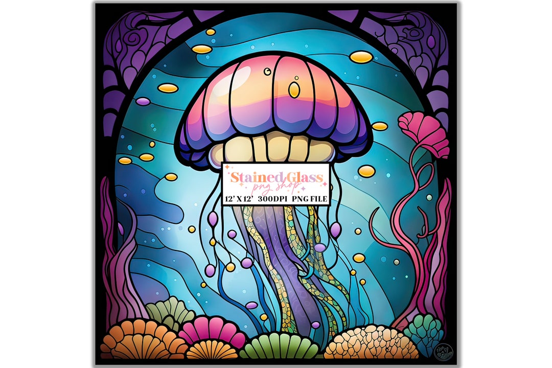 Jellyfish Stained Glass Sublimation Designs, Stained Glass Pattern