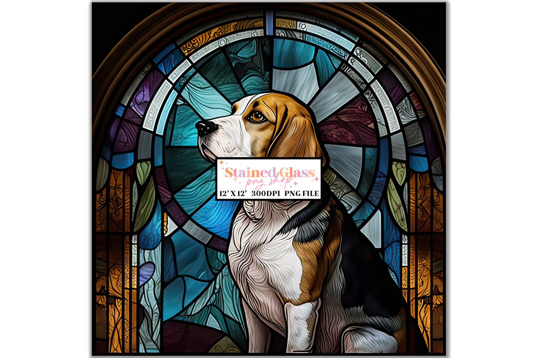 Beagle Stained Glass Sublimation Design Stained Glass Dog - Etsy