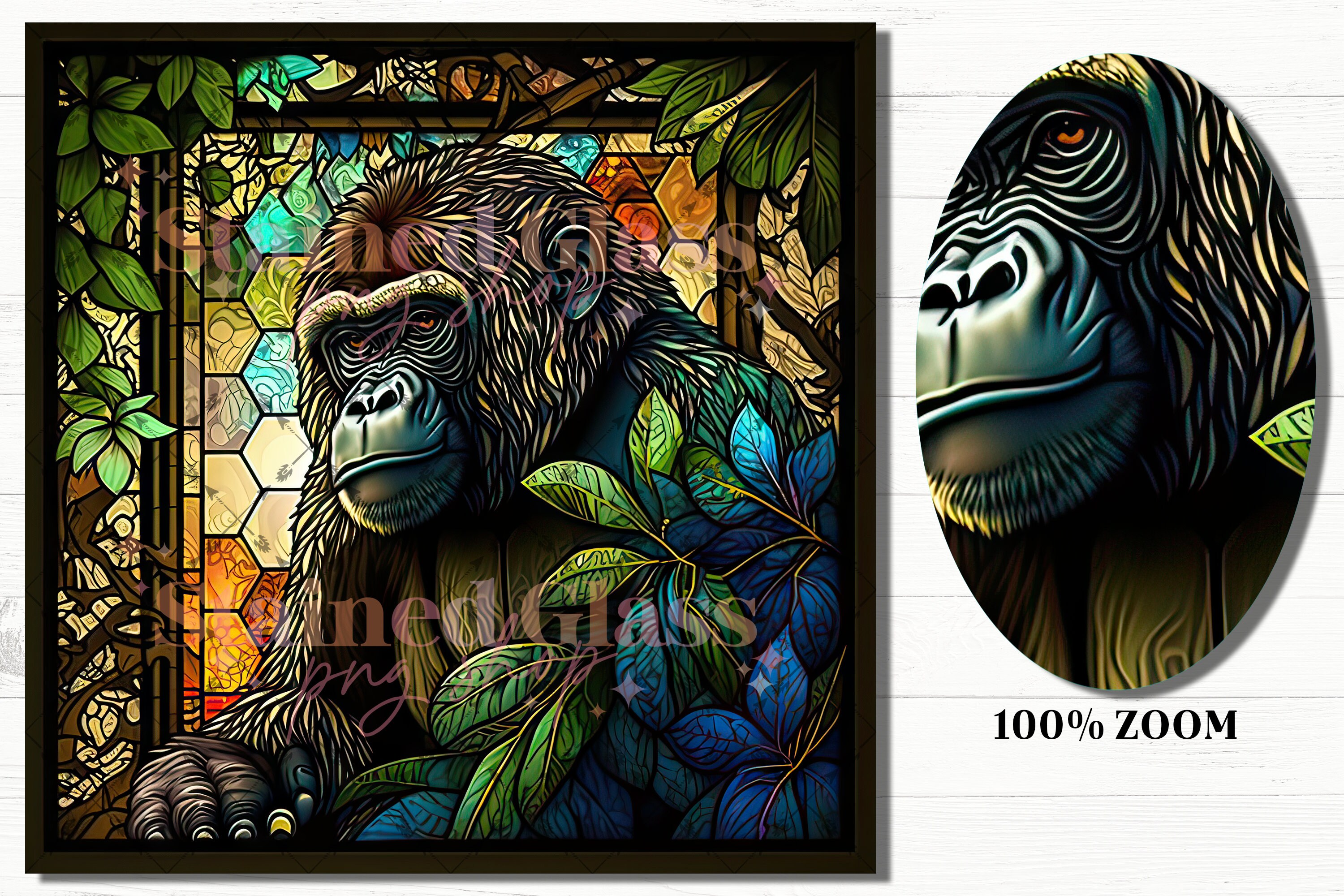 Gorilla Stained Glass Sublimation Designs Stained Glass - Etsy