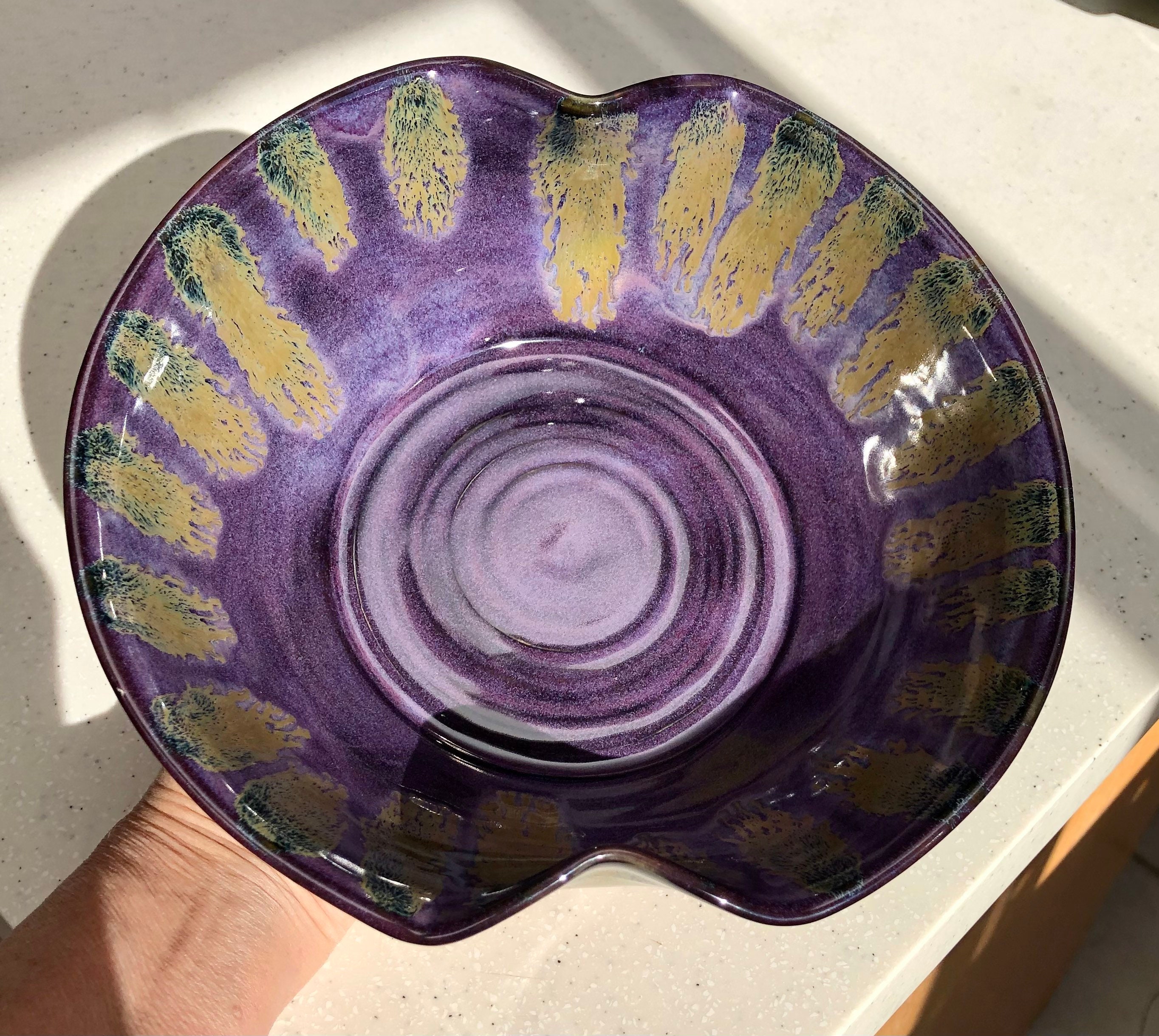 Gold Trailings on Celestial Violet Ceramic Pottery Serving Bowl ...