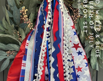 Conjunto de cintas rojas, blancas y azules del Día de la Independencia