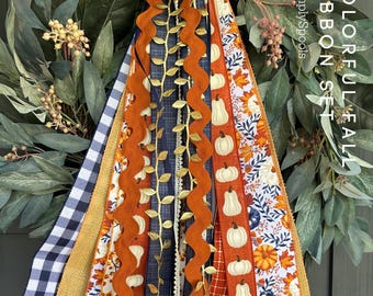 Colorful Fall Ribbon Set Autumn Ribbon Bundle