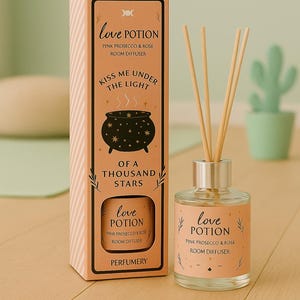 Raumduftstäbchen – Rosenduft & Pink Prosecco Diffuser – Geschenk Hochzeit Frau, Sekt Geschenk, Herzchakra Raumduft Geschenk –Aromatherapie,