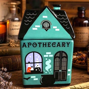 Keramik Ölbrenner Apotheke Hexenhaus, Halloween Duftlampe, Dark Academia Decor, Wachswärmer Aromadiffuser, Herbst Geschenk, Witchy Decor