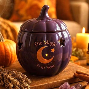 Keramik Kürbis Duftlampe – Aromalampe für ätherische Öle & Wax Melts – Duftöl Lampe,Witchy, Stövchen, Diffusor,  Fairycore, Cottagecore