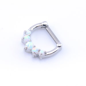 Opal Septum Clicker Hinged Segment Nose Ring - Crystal AB