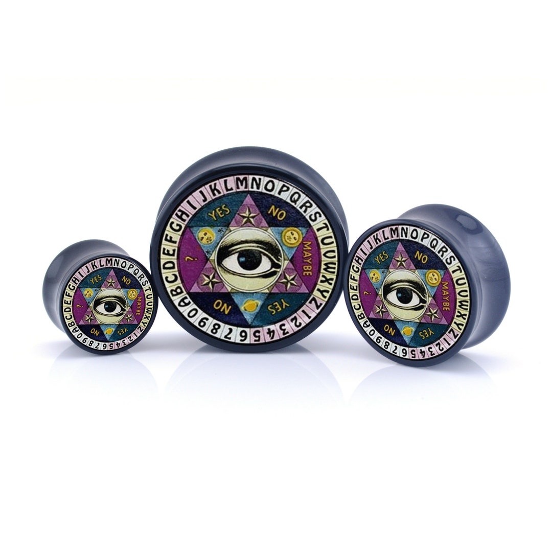 Ouija Board Black Acrylic Ear Plug Tunnel Stretching Gauges 10mm 30mm
