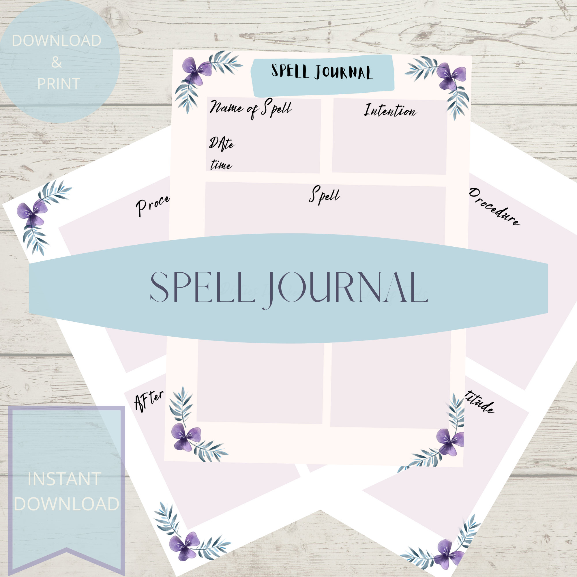 Spell Journal -2 Pages | Blank Grimoire Templates | BOS Printable - Etsy
