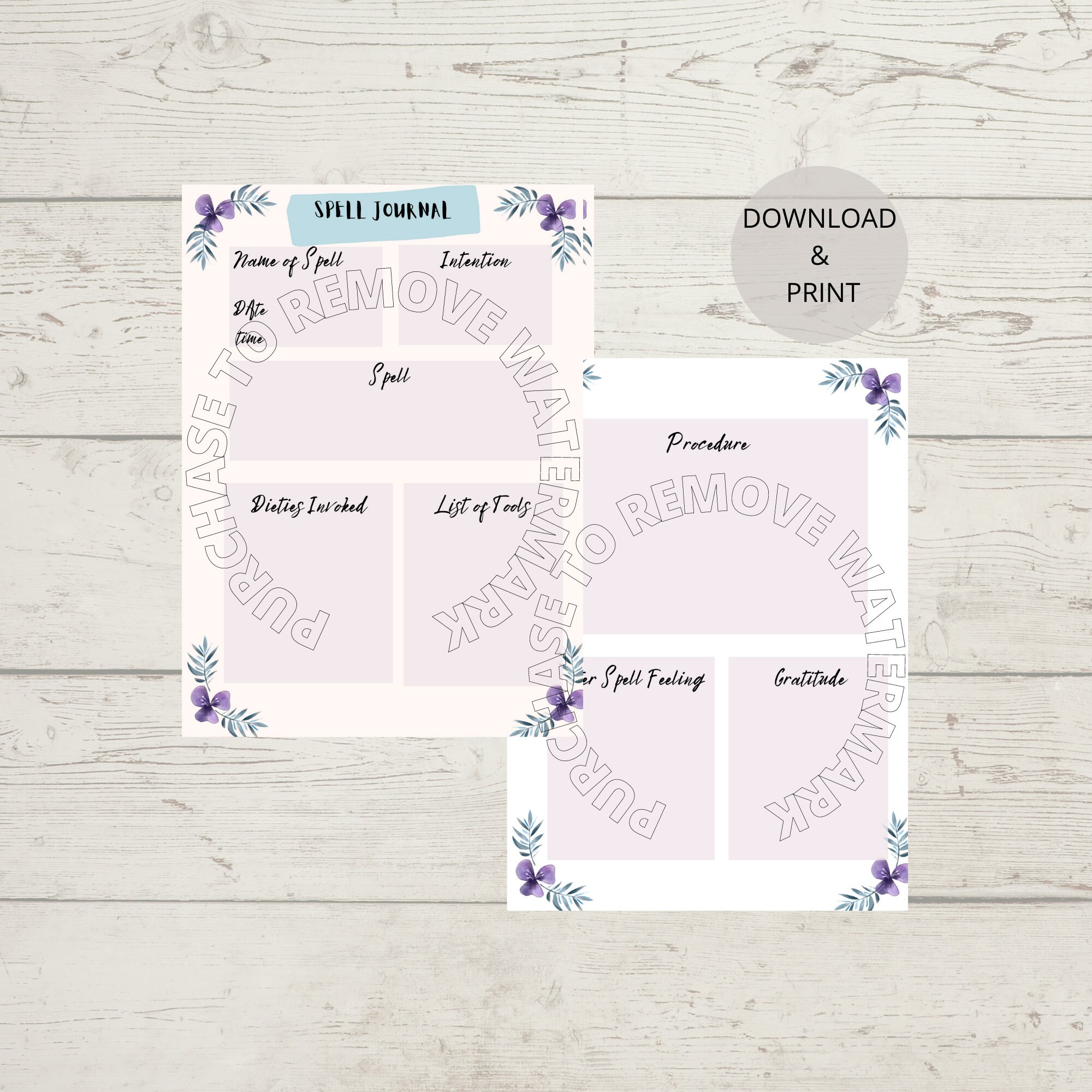 Spell Journal -2 Pages | Blank Grimoire Templates | BOS Printable - Etsy
