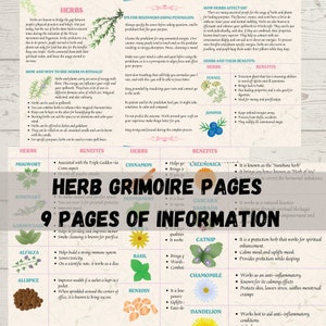 Herbal Grimoire Pages| Witchcraft Book |Book Of Shadows