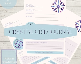 Journal de grille de cristal | Modèle de grimoire vierge | BOS imprimable