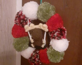 Reindeer Pom Pom Wreath