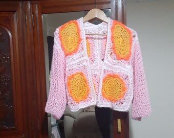 Sun Granny Square Crochet Cardigan