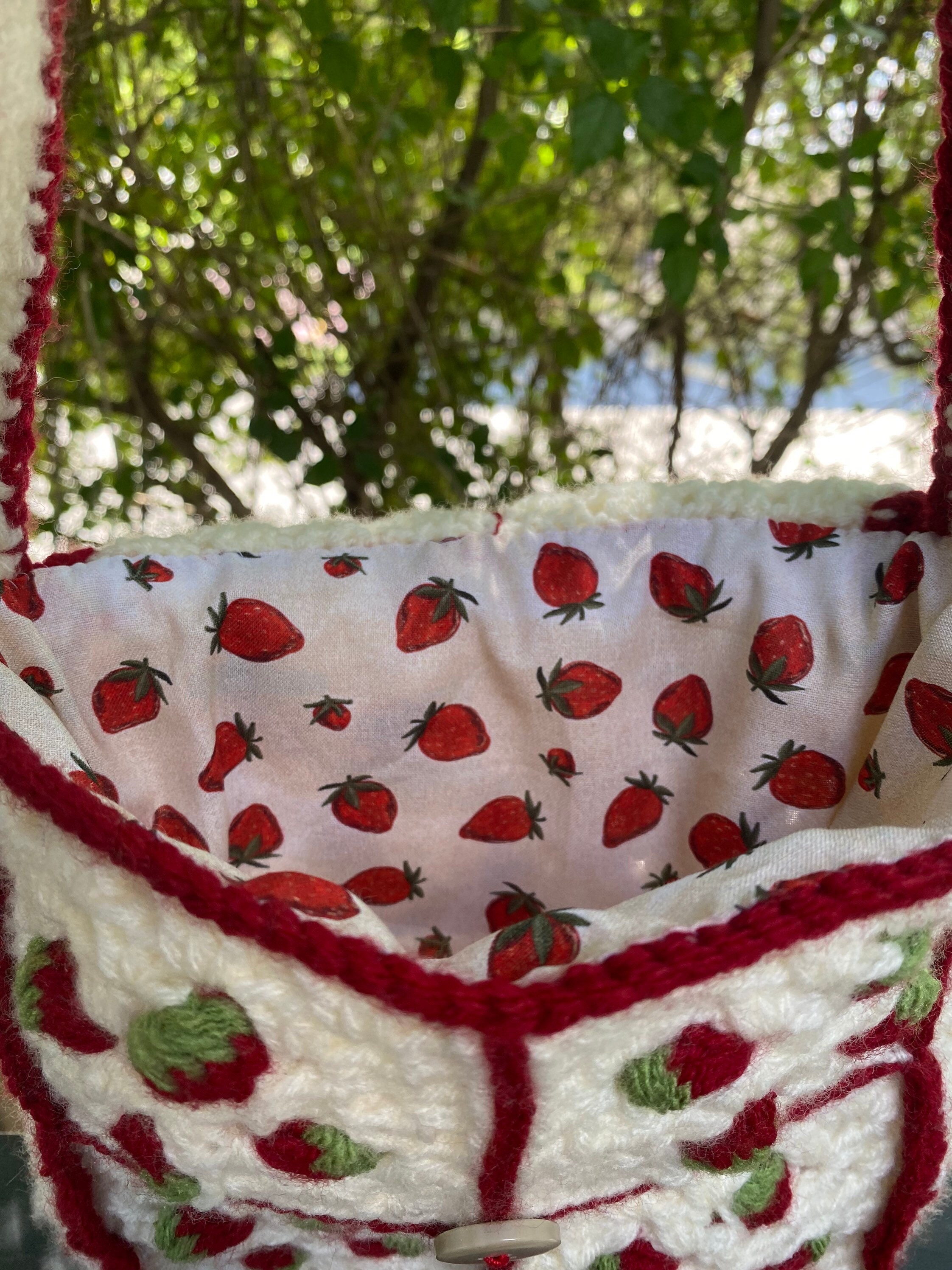 Crochet Strawberries and Cream Bag With Strawberry Inner - Etsy