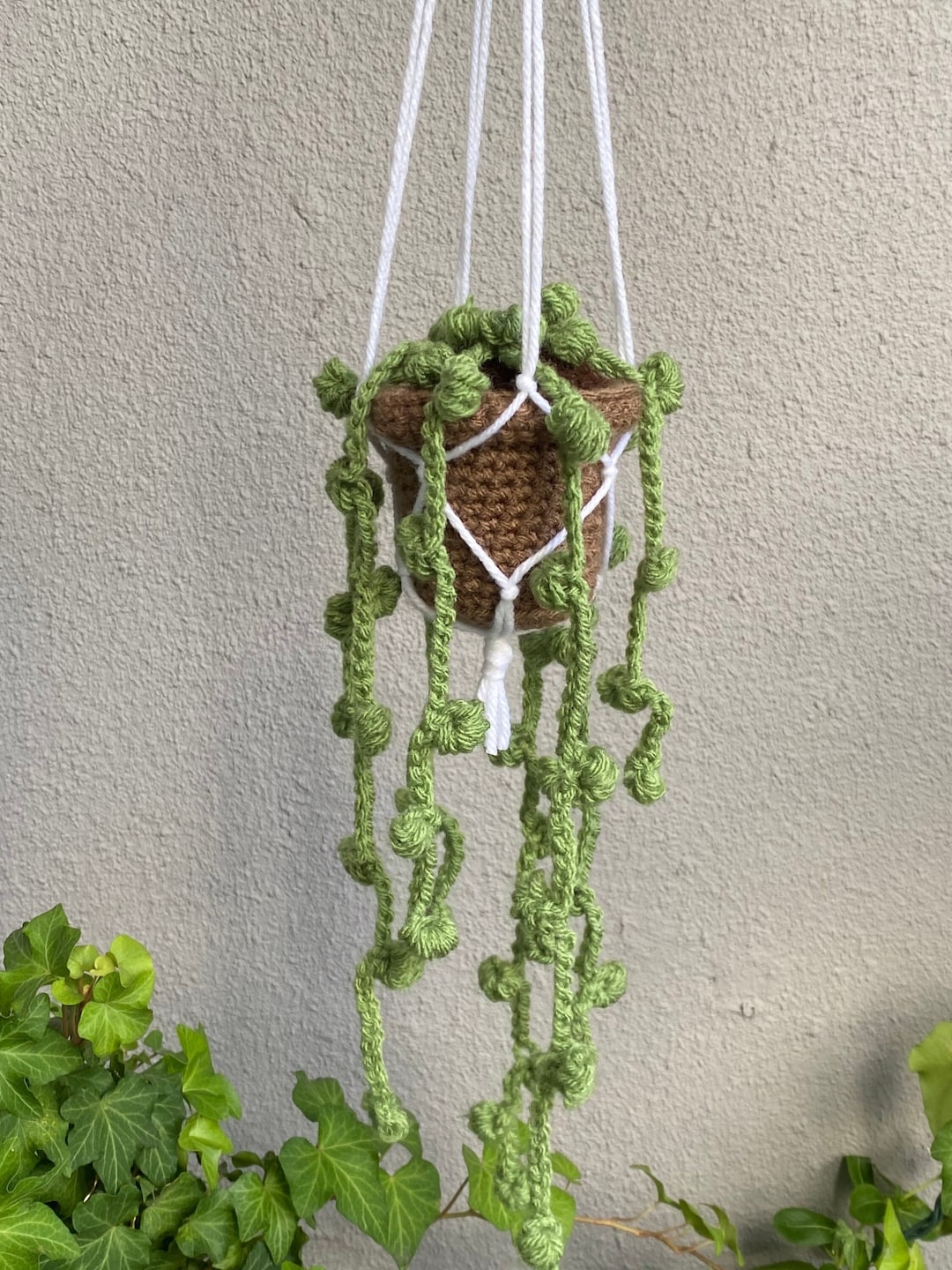 Crochet Hanging Plant/ String of Pearls Plant With Macrame Etsy