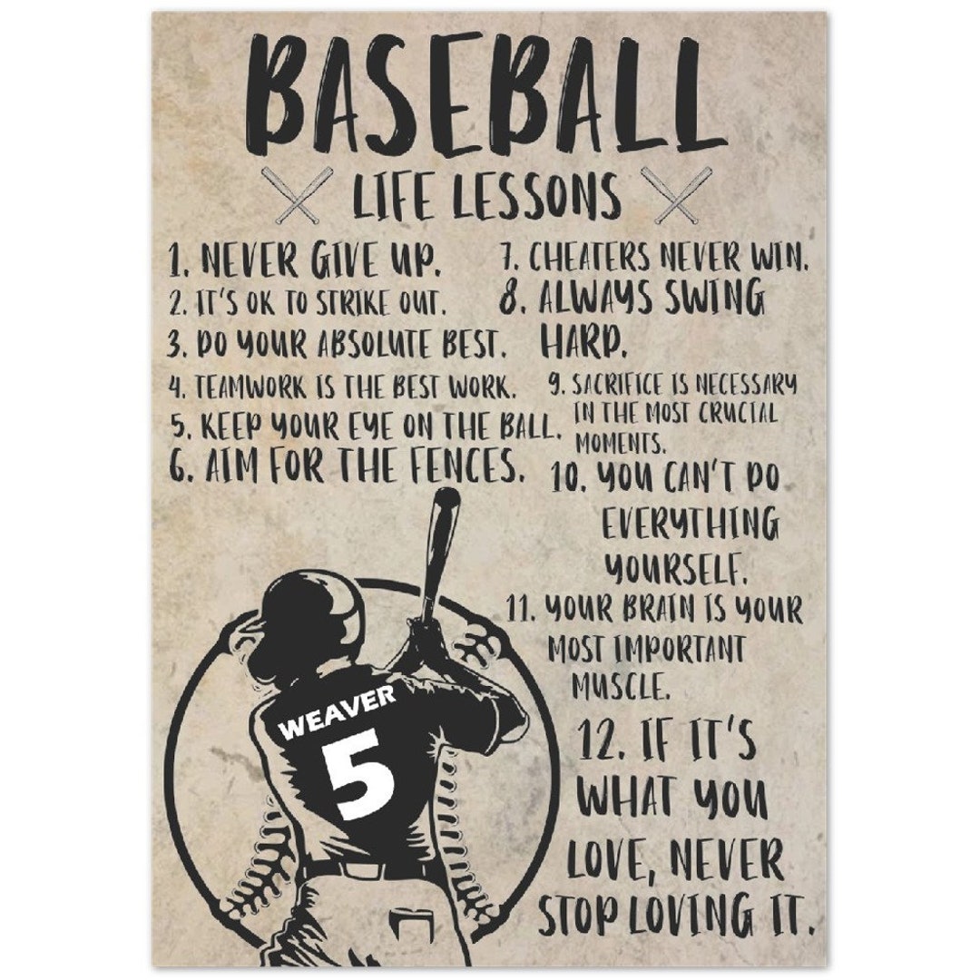 Custom Baseball Life Lessons Poster 8x12 Poster