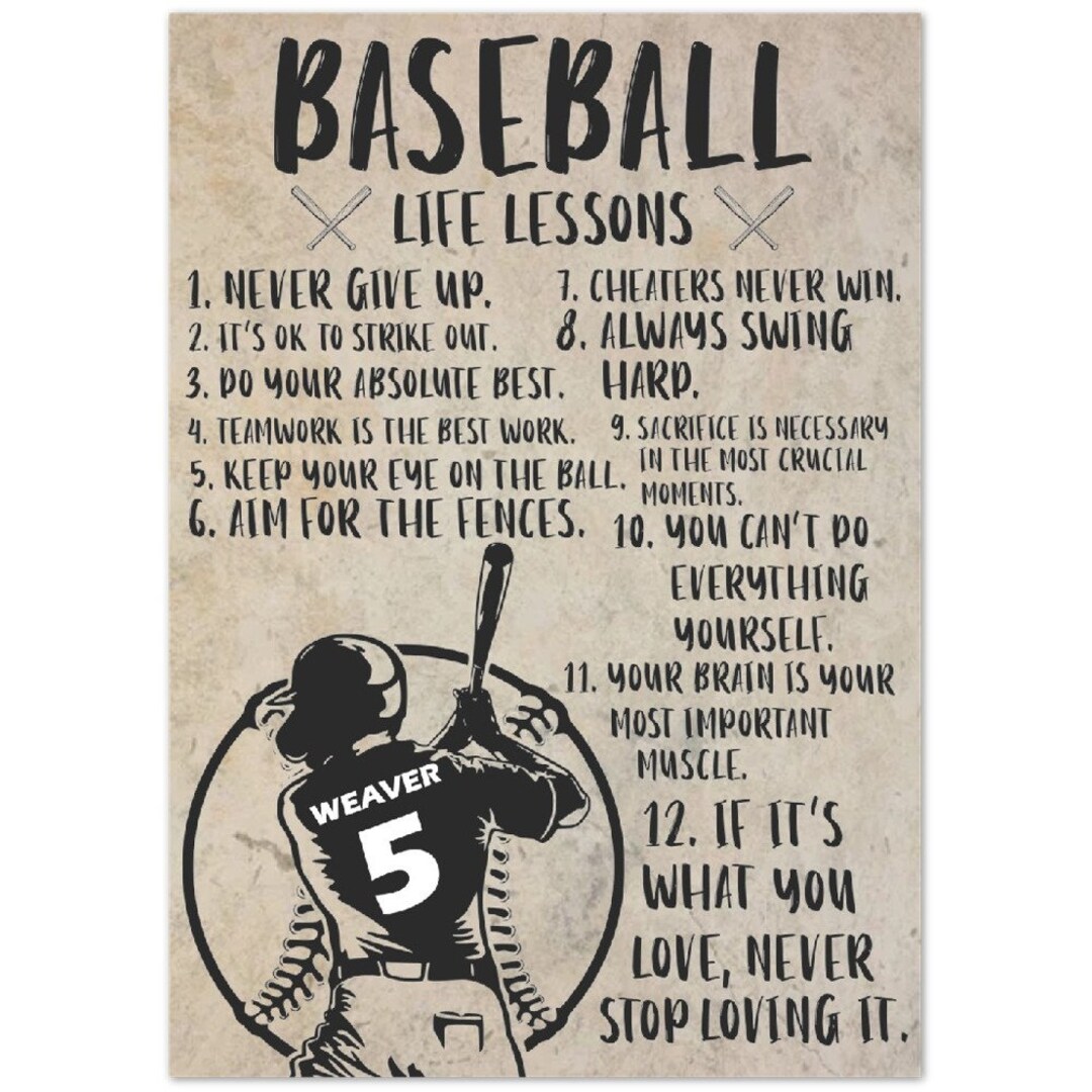 Custom Baseball Life Lessons Poster, 8x12 Poster Etsy