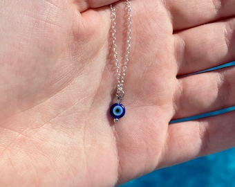 Handcrafted single evil eye bead necklace