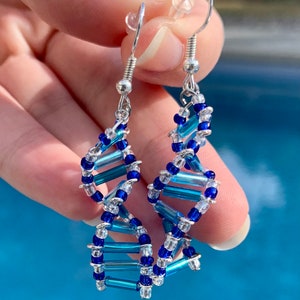 NEW COLORS Science DNA Double Helix beaded earrings