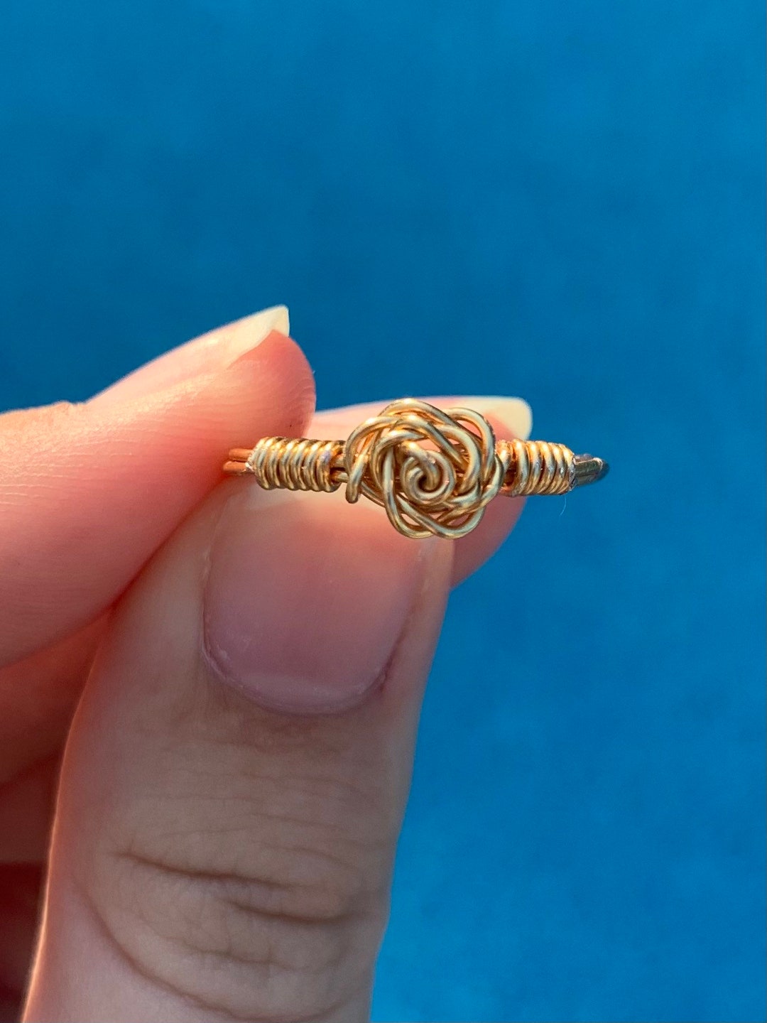 Rose Flower Wire Ring Etsy