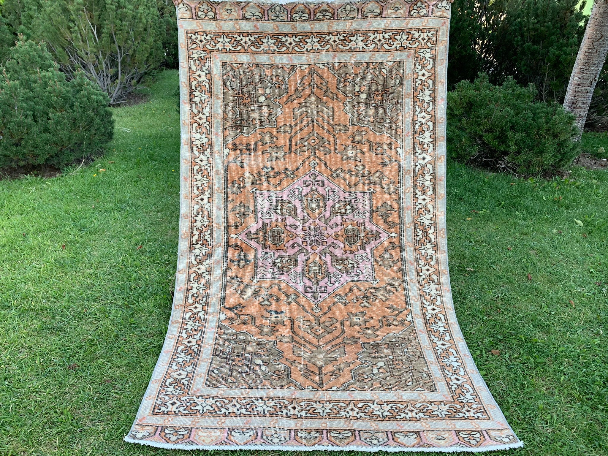 Vintage Handmade Farm House Living Room Area Rug Antique Pale Etsy