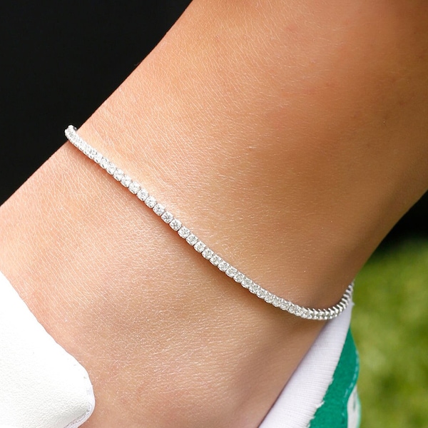 Tennis Chain Silver Anklet, Sterling Silver Anklet, anklet bracelet, silver anklet bracelet,girlfriend gift, gift for her anklet,