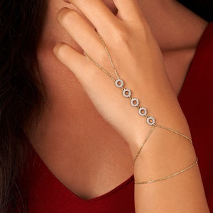 925k Solid Silver Hand Chain , Silver Chain Bracelet , Silver Bashmer