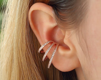 925k Silver Ear Cuff ,Sterling Silver Ear Cuff, No Pierce Earrings, Conch Earrings, Non Pierce Ear Cuff, Silver Ear Wrap