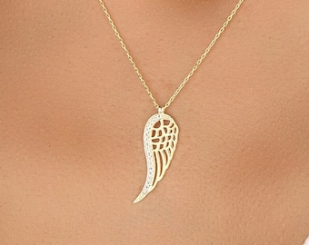 Collar de alas de ángel de plata esterlina, collar de alas de ángel de plata, collar de condolencia, joyería de plata con circonita cúbica, collar de aborto espontáneo